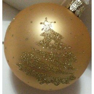 Czech Slovakia Republic Glass Christmas Ornament Gold Glitter Tree  2.5" New